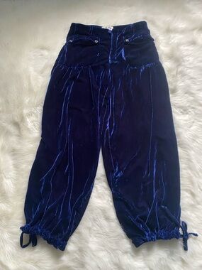 Free People Velvet Boyfriend Pants in Deep Navy